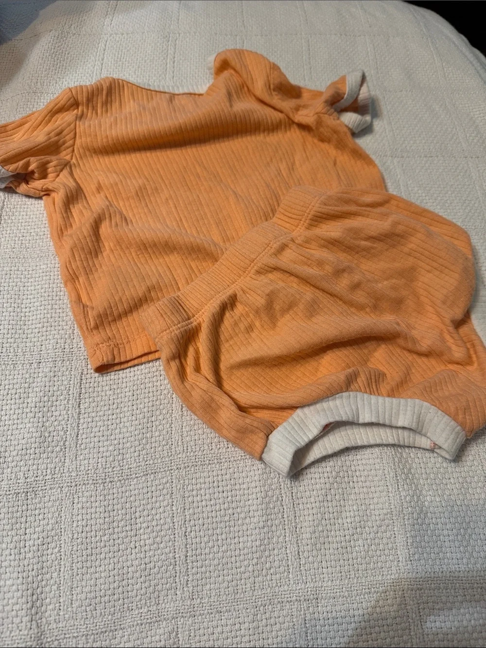 Cat & Jack Orange Ribbed Two-Piece Set with Cream Trim